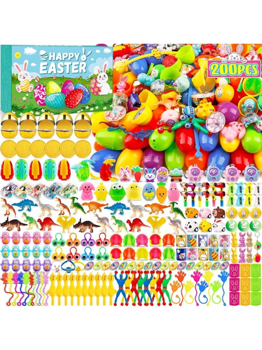 200 Pcs Assorted Toy-Filled Easter Eggs - Perfect for Egg Hunts & Party Favors